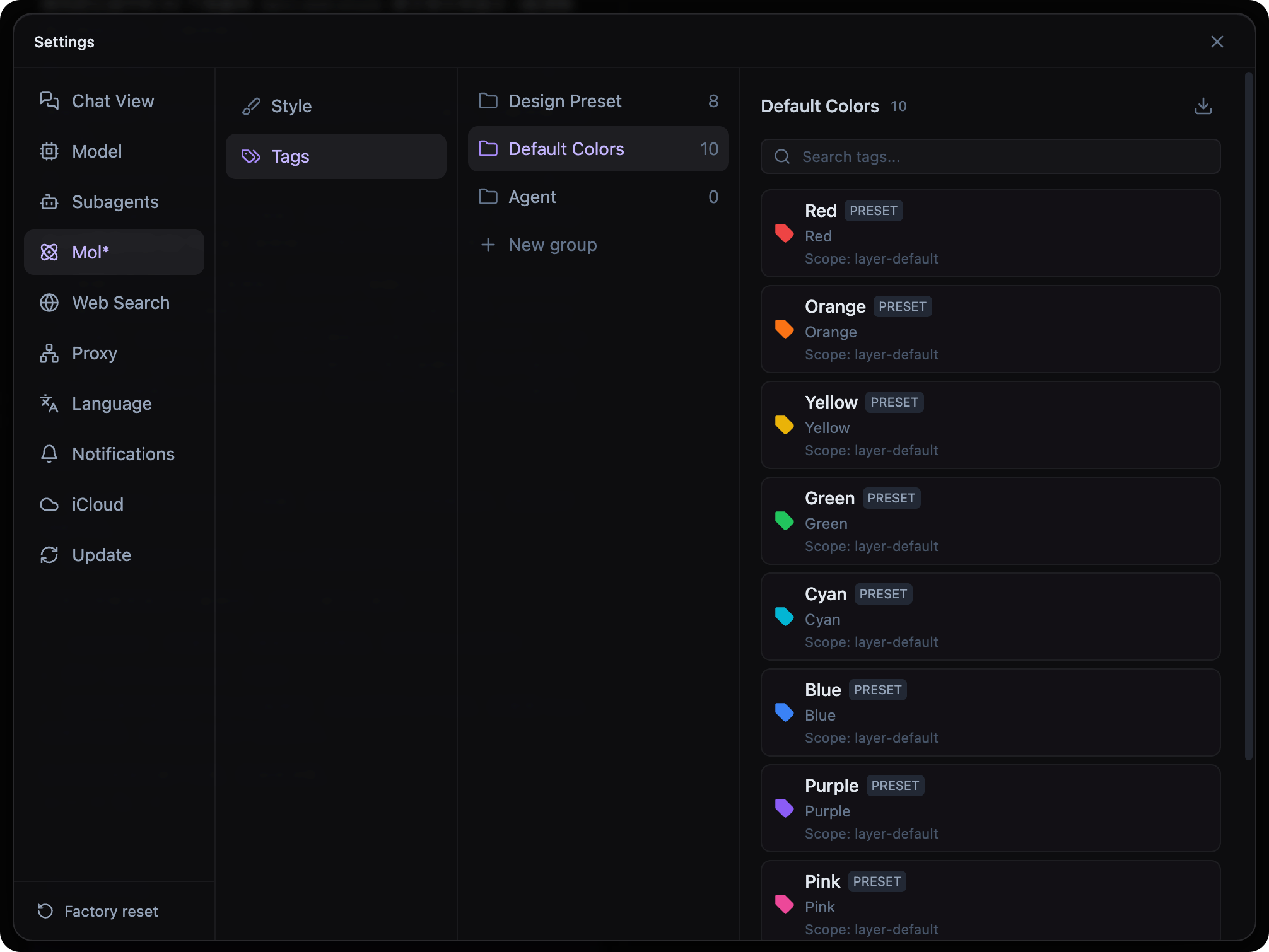 Structure view and tag panel in Mol*
